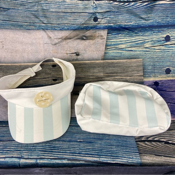 Target Accessories - Pickle ball visor and Fanny pack pouch set blue and white striped